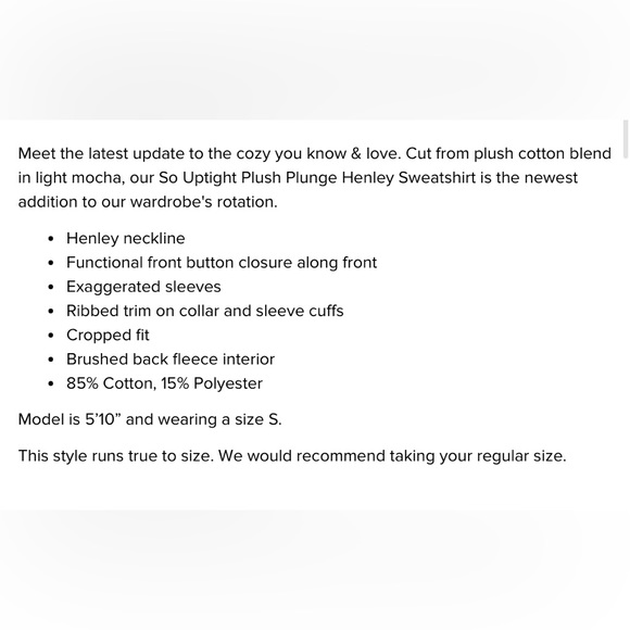 Marissa Webb SO UPTIGHT PLUSH PLUNGE HENLEY SWEATSHIRT IN LIGHT MOCHA - Picture 2 of 14